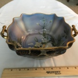 Gorgeous Noritake Double Handled Bowl w/Floral Interior & Gilt Accent - Hand Painted