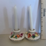 Pair of Porcelain Floral Candlesticks by Attractiv Clliy