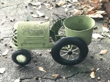 Metal Green Tractor Outdoor Planter