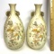 Pair of Porcelain Floral Bud Vases with Gilt Accent