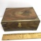 Vintage Wooden Jewelry Box with Brass Accent