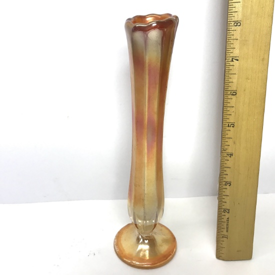 Marigold Carnival Glass Bud Vase