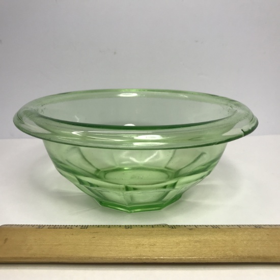 Vaseline Glass Rolled Edge Bowl by Anchor Hocking