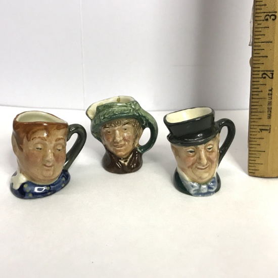 Set of 3 Vintage Royal Doulton Miniature Toby Mugs