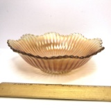 Vintage Marigold Carnival Glass Bowl with Scalloped Edge