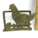 Vintage Brass Rooster Napkin Holder