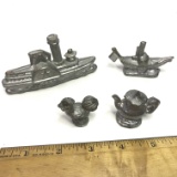 Lot of 4 Heavy Lead Figurines