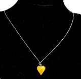 Sterling Silver Chain with Amber Heart Pendant