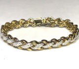 Gold Over Sterling Silver Woven Rhinestone Bracelet