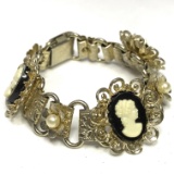 Vintage Gold Tone Cameo Bracelet