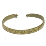 Pretty Etched Brass Cuff Bracelet