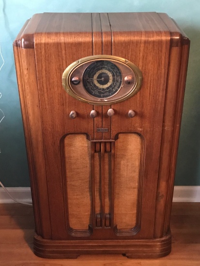 Vintage Wooden Floor Radio