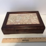 Wooden Jewelry Box w/Soft Cushion Top