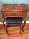 Vintage Wooden Sewing Cabinet w/Bench with 