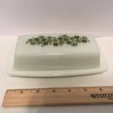 Pyrex Green Daisy Butter Dish