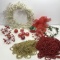 Lot of Misc Christmas Decor - Wreath, Beads, Ribbons & MORE