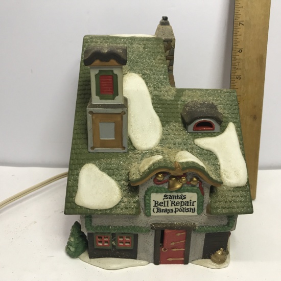 Department 56 North Pole Series "Santa's Bell Repair" Lighted Village House