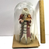 Molded Resin Santa Claus Under Dome with Base