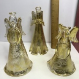 Home For the Holidays Set of 3 Glass Angel Candle Holders in box