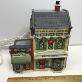 Porcelain Christmas Village Lighted Rose & Crown/Pub Dining Room Building