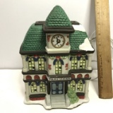 Porcelain Christmas Village Lighted Police Station