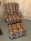 Vintage Wingback Chair w/Rolling Ottoman