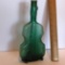 Vintage Green Glass Cello Bottle on Stand