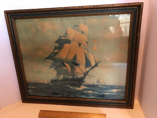 Gordon Grant 1927 Print "1797 Old Ironsides U.S. Frigate 1927"