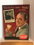 Old Laminated Cardboard Print for Schaefer Beer w/Pat O'Brien