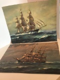 Pair of Ship Prints by Frank V. Smith