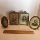 Awesome Lot of Antique Photographs in Antique Brass Frames