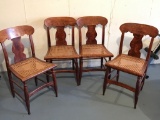 Set of 4 Birds Eye Maple Cane Bottom Chairs