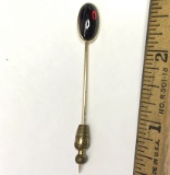 14K Vintage Gold Stick Pin with Large Red Oval Stone