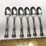 Set of 5 Sterling Silver Spoons with Ornate Handles