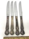 Set of 4 Antique Sterling Silver Handled Knives