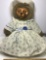 Very Collectible Robert Raikes Bears 1987 Wooden Face Bear with Dress & Hat