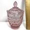 Beautiful Cranberry Lidded Dish with Thumbprint Design