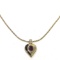 Pretty Christian Dior Signed Gold tone heart Pendant with Purple Stone on Gold Tone Chain