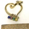 Gold Over Sterling Silver Heart Pendant with Multi-Colored Sliding Stones