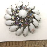 Gorgeous Vintage Brooch with White & Aurora Borealis Stones