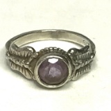 Sterling Silver Ring with Purple Stone Size 1.5