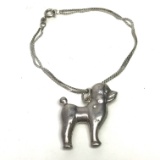 Sterling Silver Double Strand Bracelet with Sterling Silver Poodle Charm