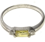 Pretty Sterling Silver Ring with Yellow Stone