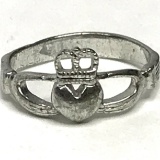 Vintage Sterling Silver Claddagh Irish Ring Size 6.75