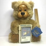 1988 Kevi Bear by Robert Raikes with Cassette Tape (Still Attached) with Wooden Face & Feet