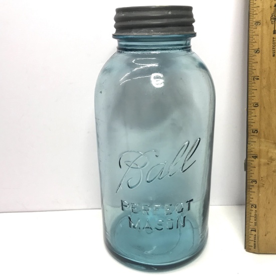 Large 9-1/2" Blue Ball 2 Qt Mason Jar with Zinc Lid #9