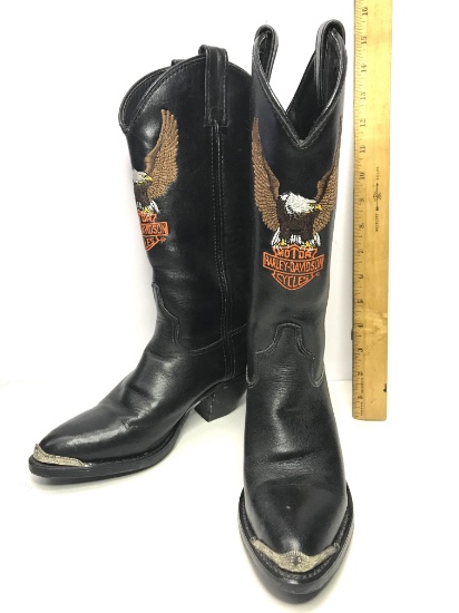 Ladies Harley Davidson Motorcycles Leather Cowboy Boots Size 6