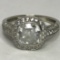 Impressive 14K White Gold Ring with CZ Stones Size 9