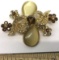 Pretty Gold tone Brooch with Amber Stones