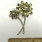 Vintage Floral Brooch with Light Green Stones